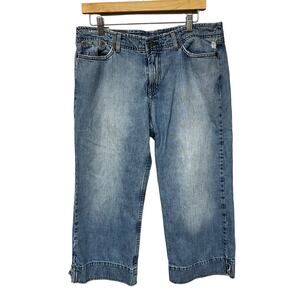 Lucky Brand Dungarees Lily May Crop Y2K Throw Back Capri Crop Jeans Sz 14 Sz 32